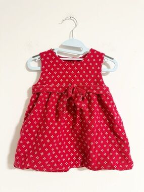 EPK Toddler Girls Red & Silver Metallic Patterned Bow Dress 23m